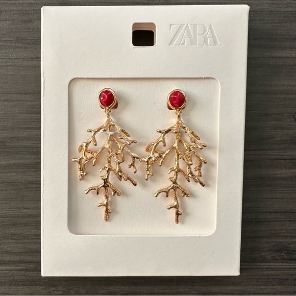 Zara Coral Stone Earrings - Picture 2 of 8